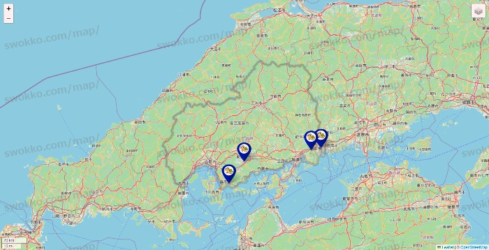 広島県のかめやの店舗地図