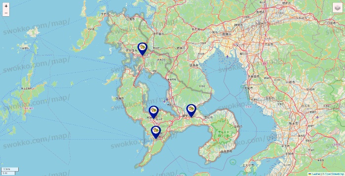 長崎県のかめやの店舗地図