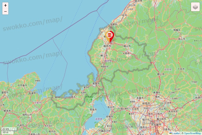 福井県のかっぱ寿司の店舗地図