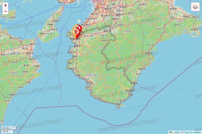 和歌山県のかっぱ寿司の店舗地図