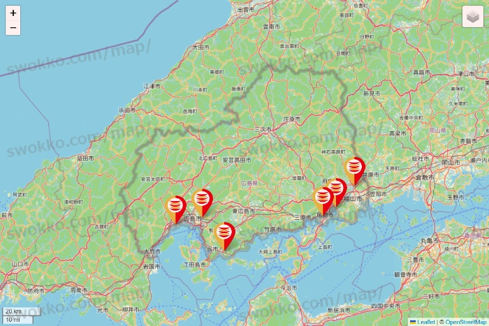 広島県のかっぱ寿司の店舗地図