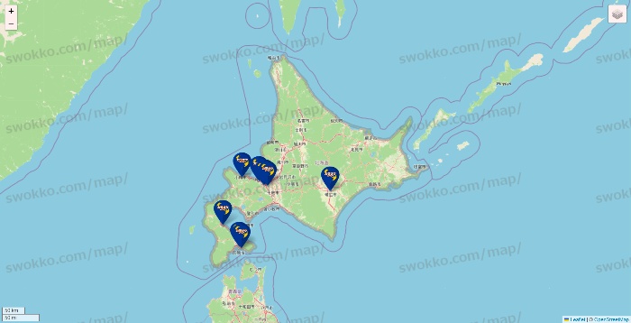 北海道のカラオケBanBanの店舗地図