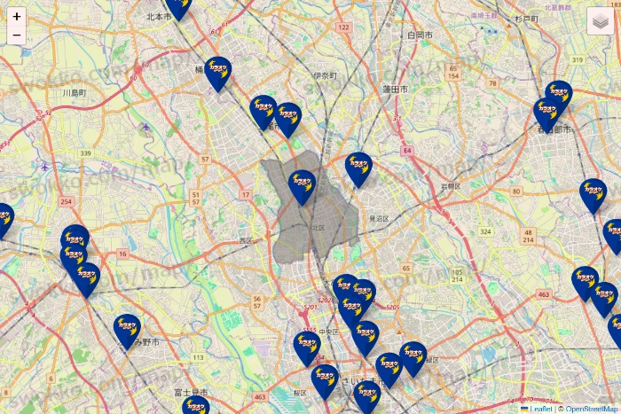 埼玉県のカラオケBanBanの店舗地図