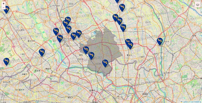 埼玉県のカラオケBanBanの店舗地図
