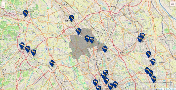 埼玉県のカラオケBanBanの店舗地図
