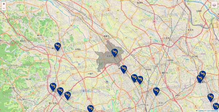 埼玉県のカラオケBanBanの店舗地図