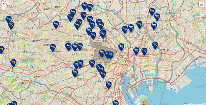 東京都のカラオケBanBanの店舗地図
