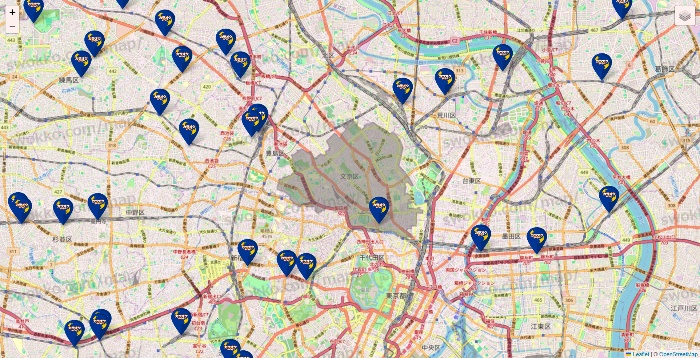 東京都のカラオケBanBanの店舗地図