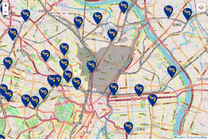 東京都のカラオケBanBanの店舗地図