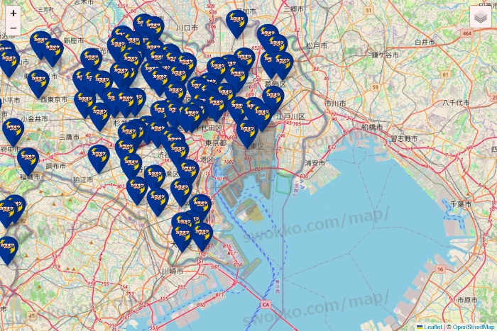 東京都のカラオケBanBanの店舗地図