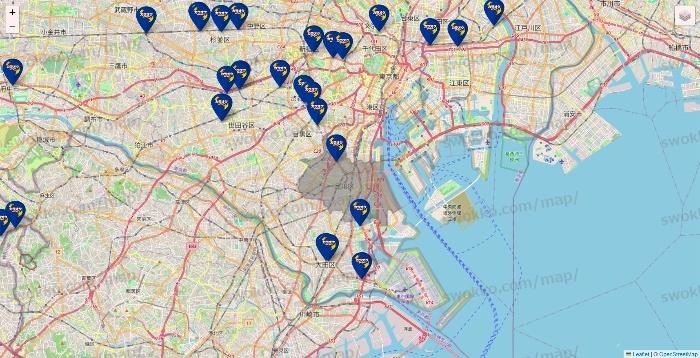 東京都のカラオケBanBanの店舗地図