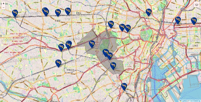 東京都のカラオケBanBanの店舗地図