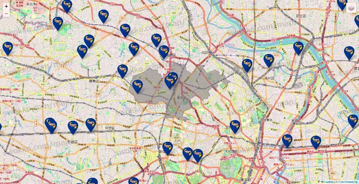 東京都のカラオケBanBanの店舗地図