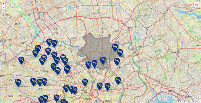 東京都のカラオケBanBanの店舗地図