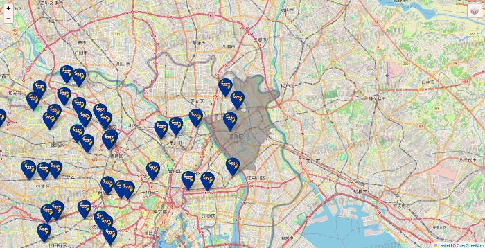 東京都のカラオケBanBanの店舗地図