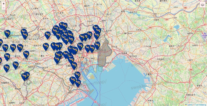 東京都のカラオケBanBanの店舗地図