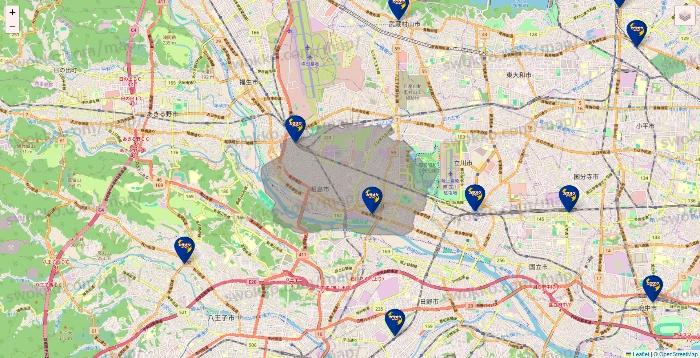 東京都のカラオケBanBanの店舗地図