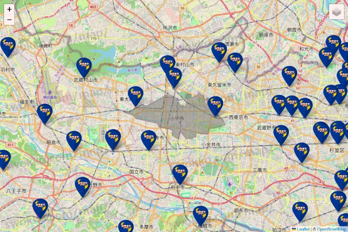 東京都のカラオケBanBanの店舗地図