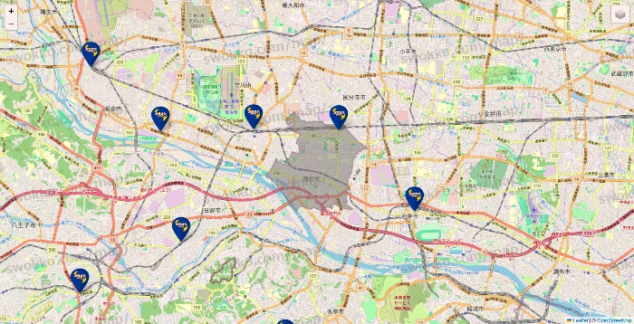 東京都のカラオケBanBanの店舗地図