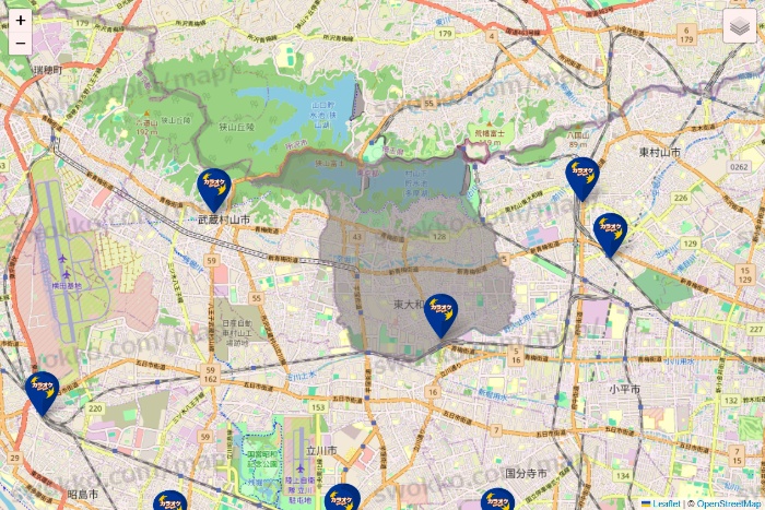 東京都のカラオケBanBanの店舗地図