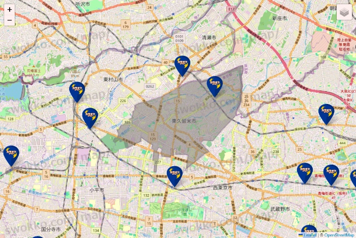 東京都のカラオケBanBanの店舗地図