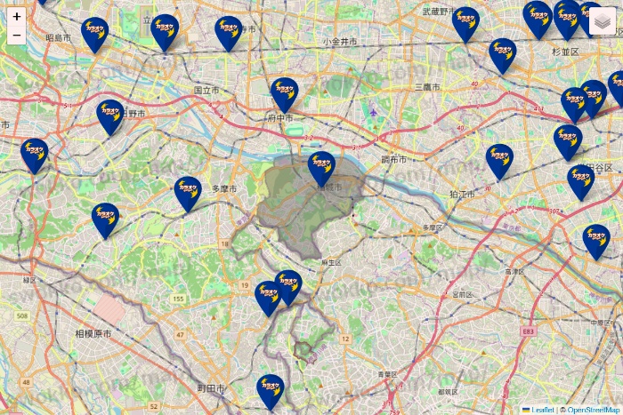 東京都のカラオケBanBanの店舗地図