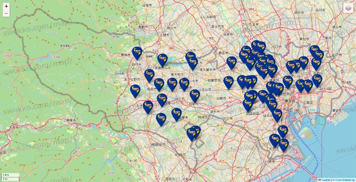 東京都のカラオケBanBanの店舗地図