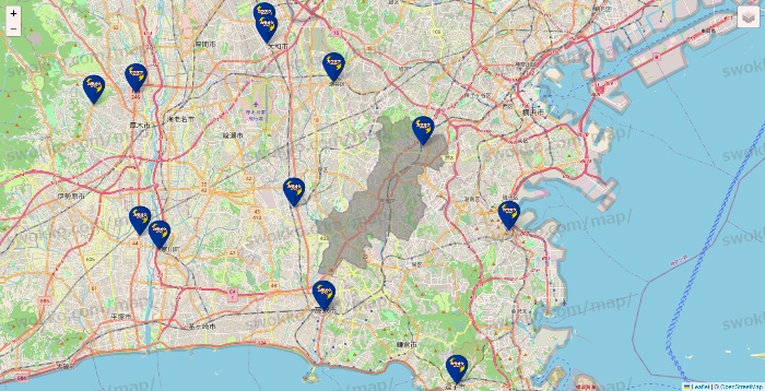神奈川県のカラオケBanBanの店舗地図