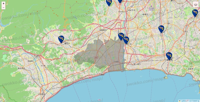 神奈川県のカラオケBanBanの店舗地図
