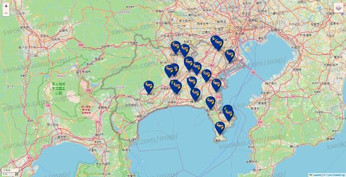 神奈川県のカラオケBanBanの店舗地図