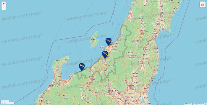 新潟県のカラオケBanBanの店舗地図