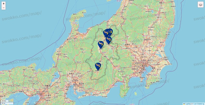 長野県のカラオケBanBanの店舗地図