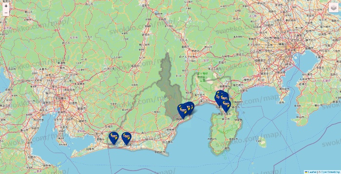 静岡県のカラオケBanBanの店舗地図