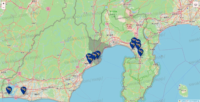 静岡県のカラオケBanBanの店舗地図