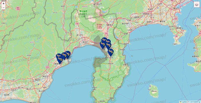 静岡県のカラオケBanBanの店舗地図