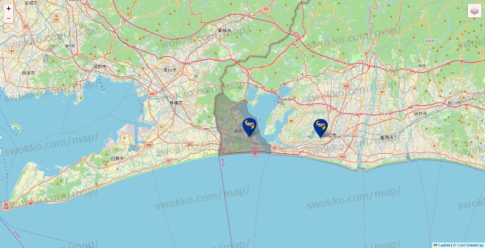 静岡県のカラオケBanBanの店舗地図
