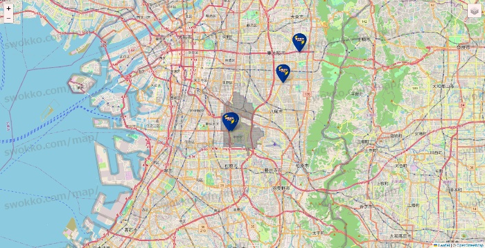 大阪府のカラオケBanBanの店舗地図