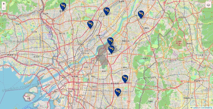 大阪府のカラオケBanBanの店舗地図