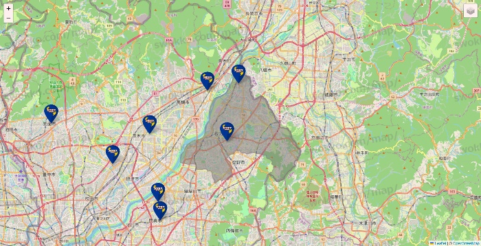 大阪府のカラオケBanBanの店舗地図