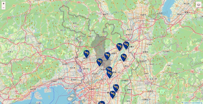大阪府のカラオケBanBanの店舗地図