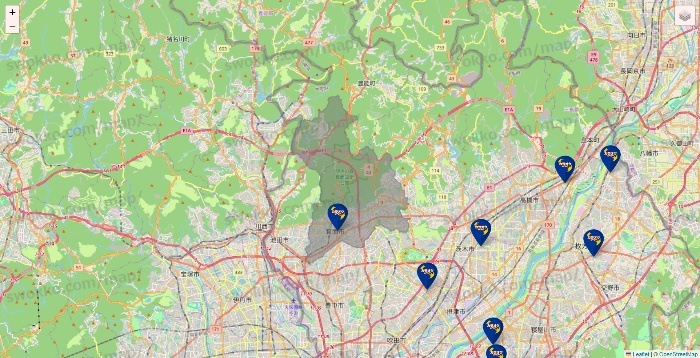 大阪府のカラオケBanBanの店舗地図