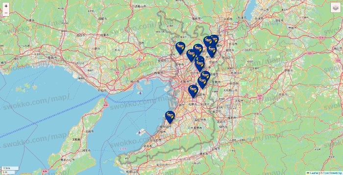 大阪府のカラオケBanBanの店舗地図
