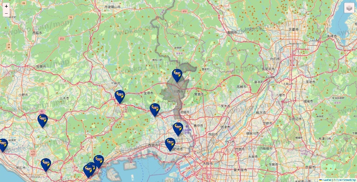 兵庫県のカラオケBanBanの店舗地図