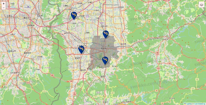 奈良県のカラオケBanBanの店舗地図