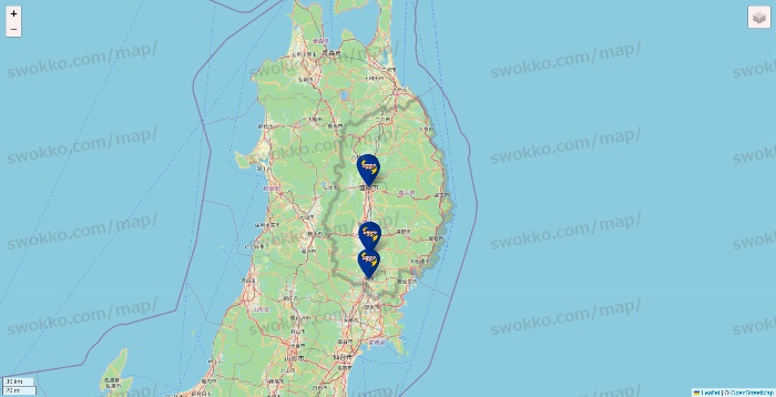 岩手県のカラオケBanBanの店舗地図