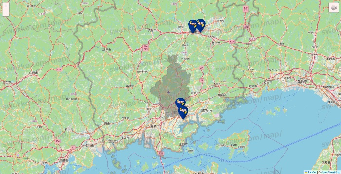 岡山県のカラオケBanBanの店舗地図