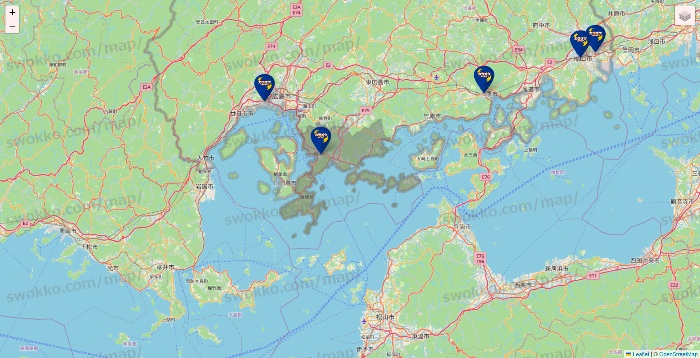 広島県のカラオケBanBanの店舗地図