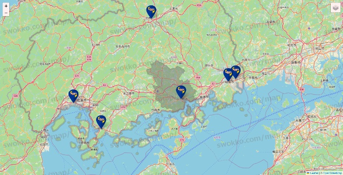 広島県のカラオケBanBanの店舗地図