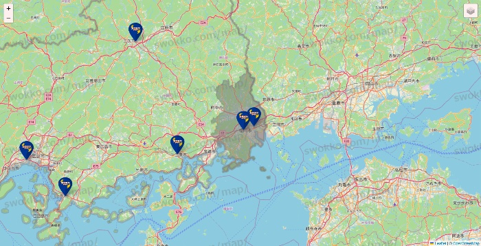 広島県のカラオケBanBanの店舗地図