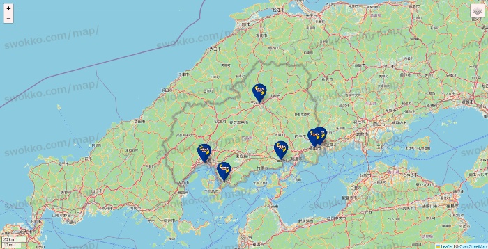 広島県のカラオケBanBanの店舗地図
